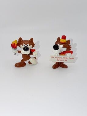 Sarajevo 1984 Winter Olympics Lot Of 2 Voochko Wolf Mascot PVC Figurines